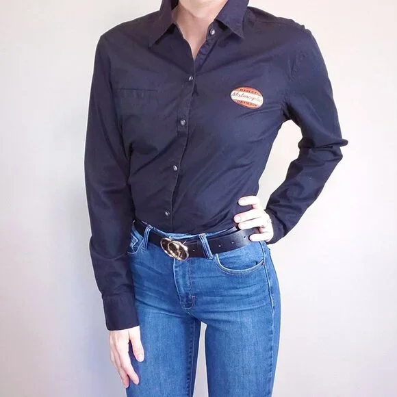 Harley Davidson Fitted Long Sleeve Button Up Top - Picture 11 of 11